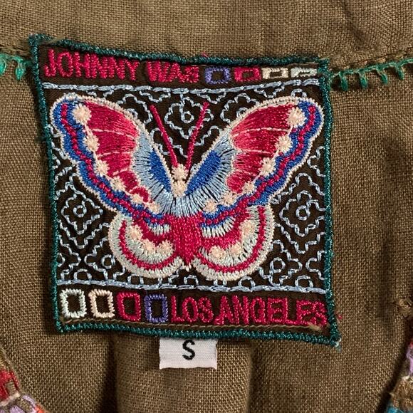 Johnny Was S Womens Linen Embroidered Brown Popover Dress Floral Boho - Picture 3 of 9